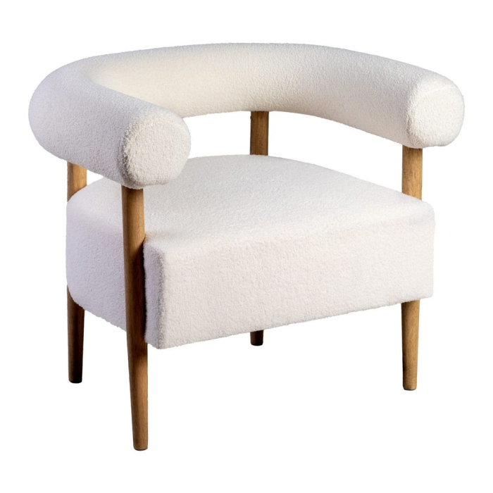 Fotoliu alb din stofă și lemn în stil japandi – design relaxant [2]