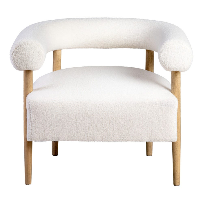 Fotoliu alb din stofă și lemn în stil japandi – design relaxant [5]