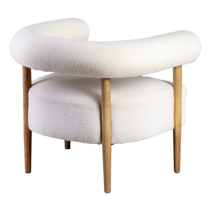 Fotoliu alb din stofă și lemn în stil japandi – design relaxant [4]