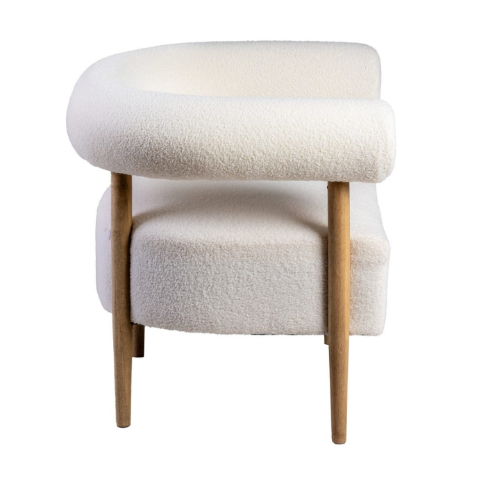 Fotoliu alb din stofă și lemn în stil japandi – design relaxant [3]