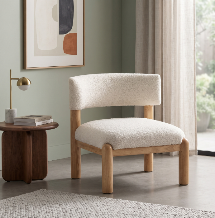 Fotoliu alb-natural lemn de cauciuc|Fotolii moderne pentru decor elegant [2]