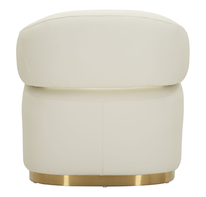 Fotoliu alb tapițat cu bază aurie și design curbat modern [4]