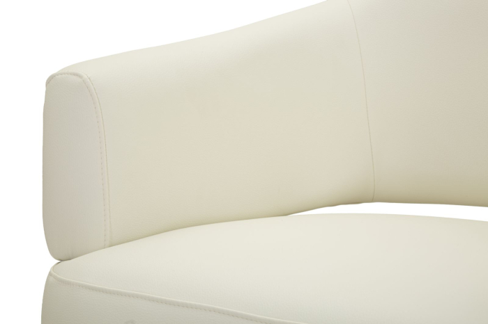 Fotoliu alb tapițat cu bază aurie și design curbat modern [6]