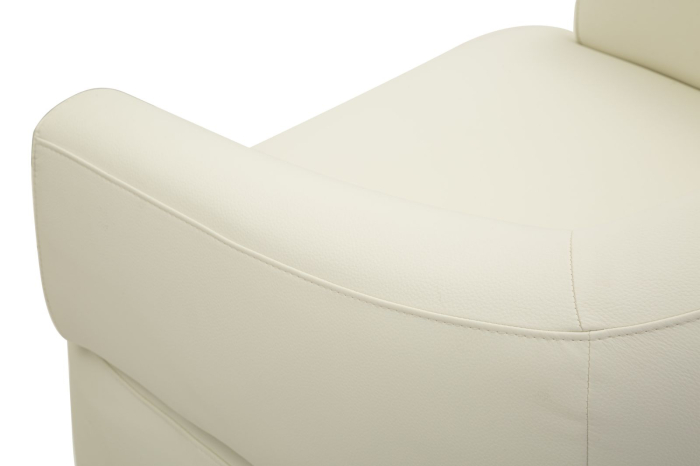 Fotoliu alb tapițat cu bază aurie și design curbat modern [9]