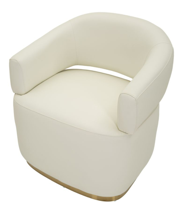 Fotoliu alb tapițat cu bază aurie și design curbat modern [5]
