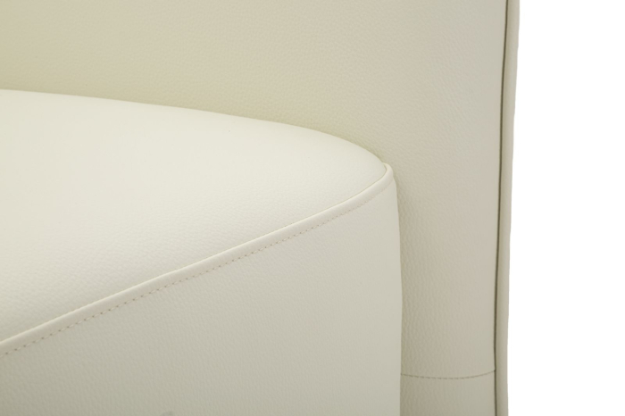 Fotoliu alb tapițat cu design curbat și detalii aurii modern [8]