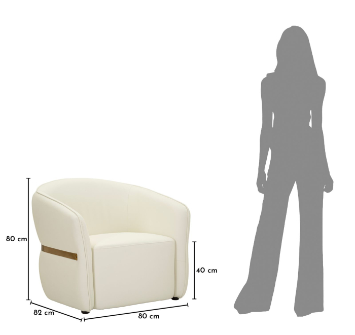 Fotoliu alb tapițat cu design curbat și detalii aurii modern [10]