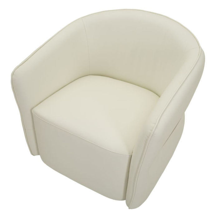 Fotoliu alb tapițat cu design curbat și detalii aurii modern [5]