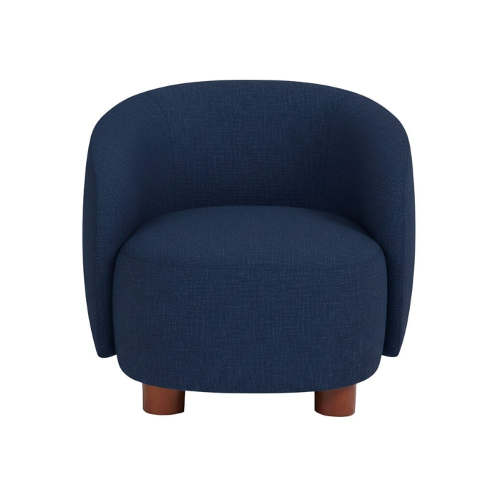 Fotoliu albastru tapitat cu brațe și picioare din lemn de cauciuc interior [2]