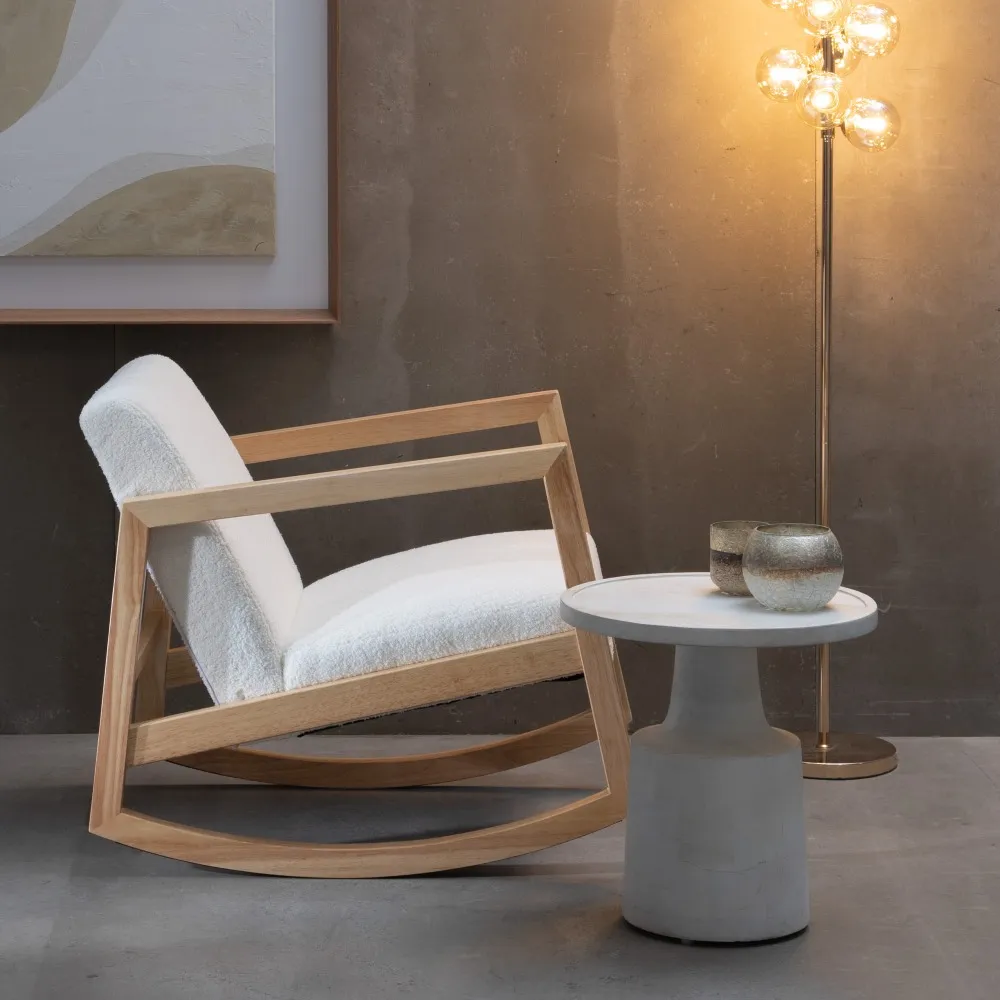 Fotoliu Balansoar Lilia Alb, Lemn Natural Stofa - CreativDeco.ro [2]