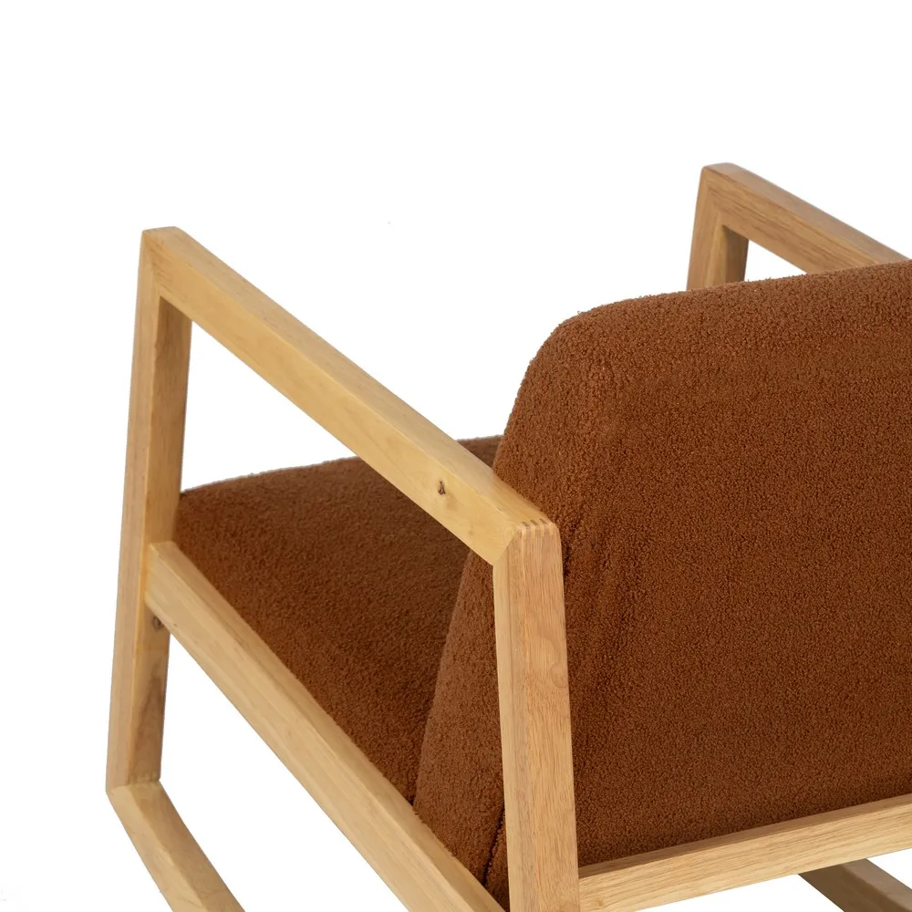 Fotoliu Balansoar Lilia Lemn Natural, Stofa Maro - CreativDeco.ro [6]