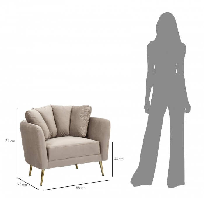 Fotoliu confortabil bej stil Glamour picioare aurii CreativDeco [9]