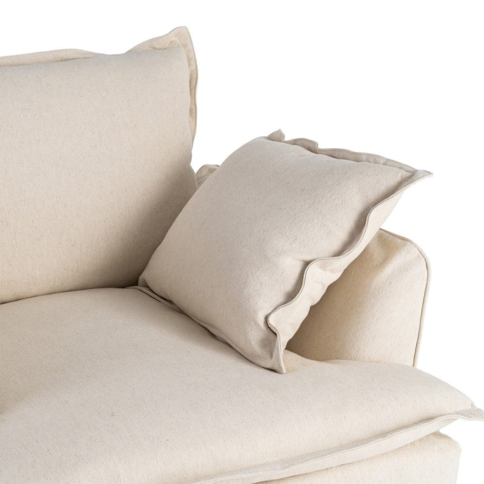 Fotoliu bej tapitat din stofă naturală cu perne generoase [5]