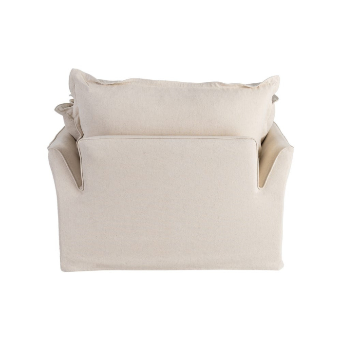 Fotoliu bej tapitat din stofă naturală cu perne generoase [4]