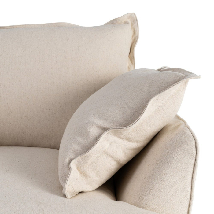 Fotoliu bej tapitat din stofă naturală cu perne generoase [8]