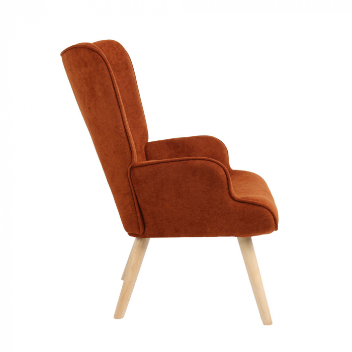Fotoliu Amica cărămiziu cu picioare conice din lemn – stil scandinav elegant [3]