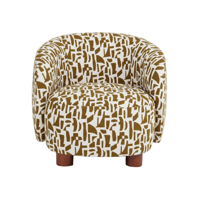 Fotoliu crem ocru tapitat cu imprimeu și picioare din lemn de cauciuc interior [2]