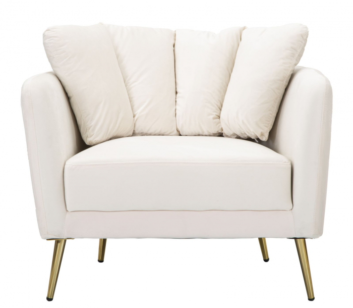 Fotoliu Kiev crem in stil Glamour cu picioare aurii. Fotolii confortabile pentru living si dormitor. Mobilier elegant si sofisticat CreativDeco. [3]