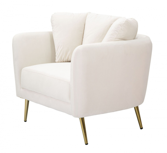 Fotoliu Kiev crem in stil Glamour cu picioare aurii. Fotolii confortabile pentru living si dormitor. Mobilier elegant si sofisticat CreativDeco. [4]