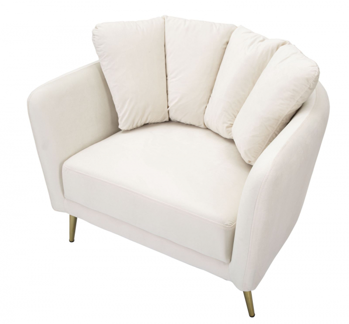 Fotoliu Kiev crem in stil Glamour cu picioare aurii. Fotolii confortabile pentru living si dormitor. Mobilier elegant si sofisticat CreativDeco. [5]