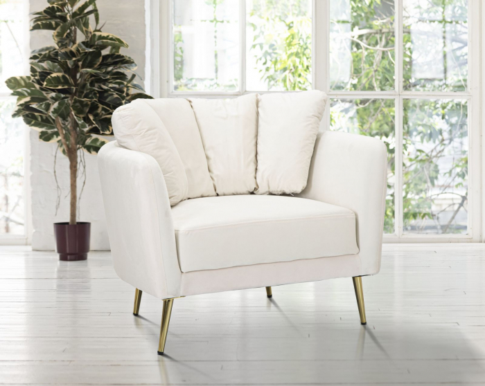 Fotoliu Kiev crem in stil Glamour cu picioare aurii. Fotolii confortabile pentru living si dormitor. Mobilier elegant si sofisticat CreativDeco. [2]
