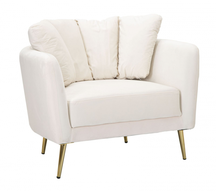 Fotoliu Kiev crem in stil Glamour cu picioare aurii. Fotolii confortabile pentru living si dormitor. Mobilier elegant si sofisticat CreativDeco. [1]