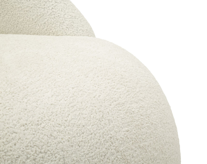 Fotoliu rotunjit tapitat stofa boucle alba 81 cm [7]
