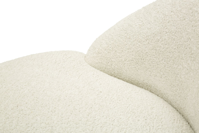Fotoliu rotunjit tapitat stofa boucle alba 81 cm [6]