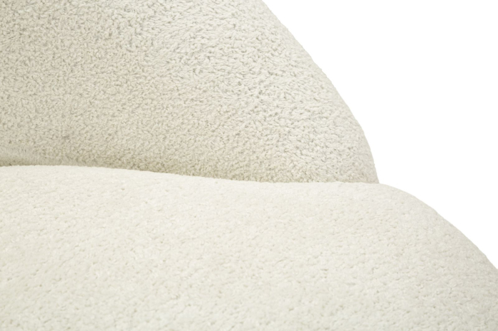 Fotoliu rotunjit tapitat stofa boucle alba 81 cm [8]