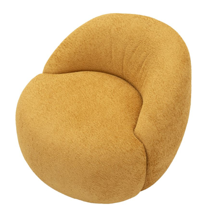 Fotoliu rotunjit tapitat stofa boucle mustar 81 cm [6]