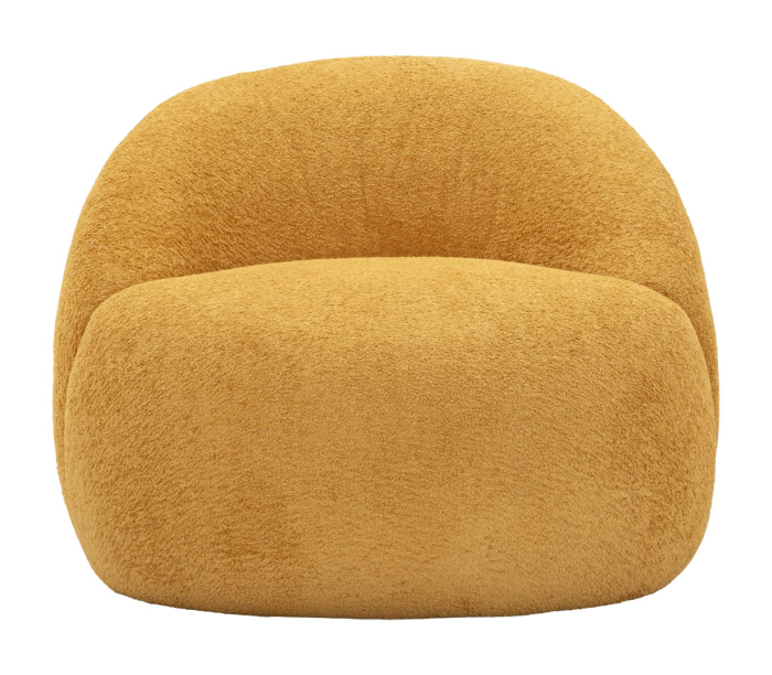 Fotoliu rotunjit tapitat stofa boucle mustar 81 cm [3]