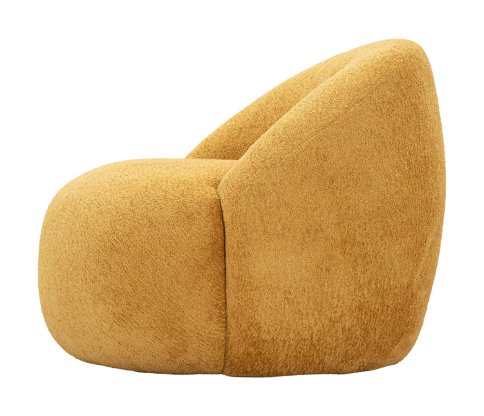 Fotoliu rotunjit tapitat stofa boucle mustar 81 cm [4]