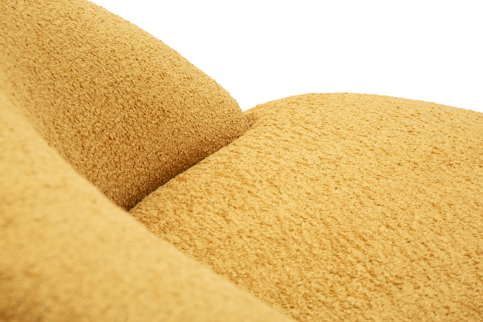 Fotoliu rotunjit tapitat stofa boucle mustar 81 cm [8]