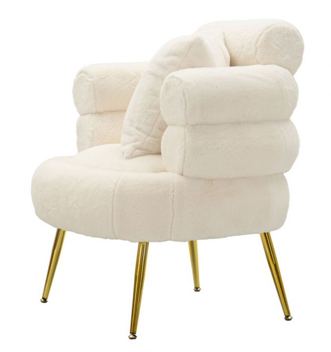 Fotoliu alb modern CreativDeco cu perna si design rotunjit [4]