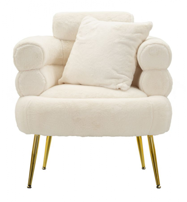 Fotoliu alb modern CreativDeco cu perna si design rotunjit [3]