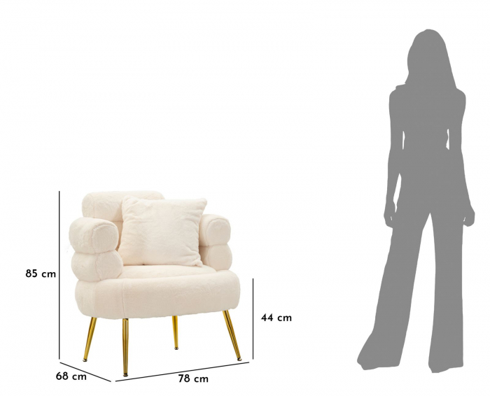 Fotoliu alb modern CreativDeco cu perna si design rotunjit [11]