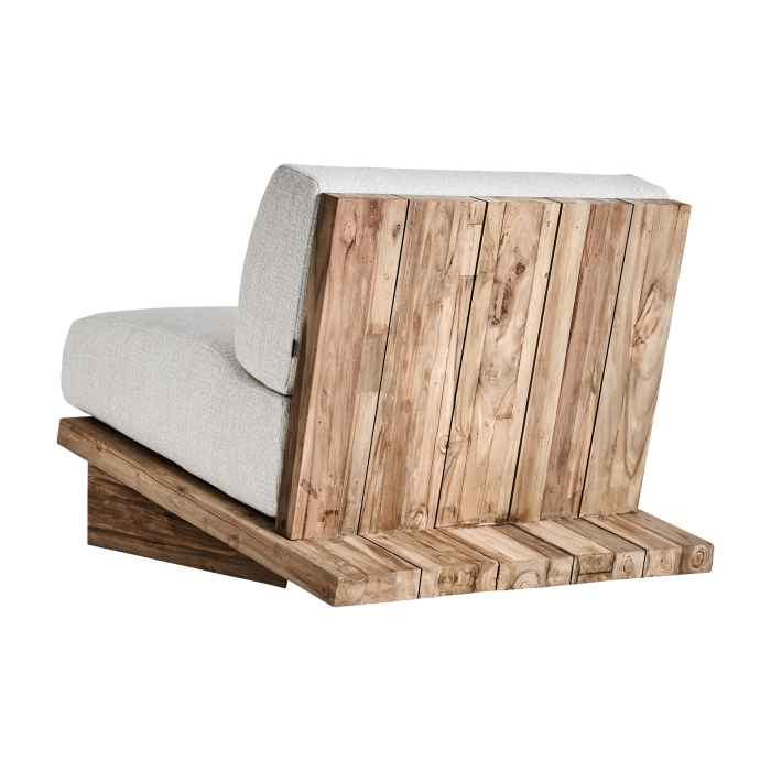 Fotoliu de exterior cu stofă albă și lemn de tec reciclat Pure [4]