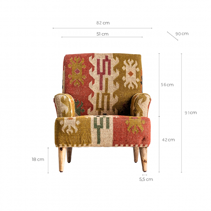 Fotoliu vintage mango iuta kilim|Fotolii retro [8]