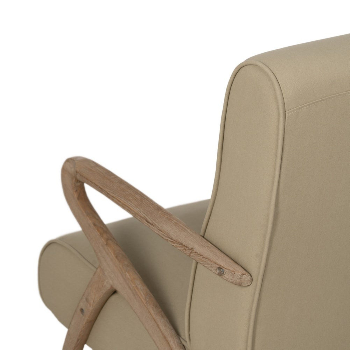 Fotoliu elegant premium din lemn cu stofa bej [11]