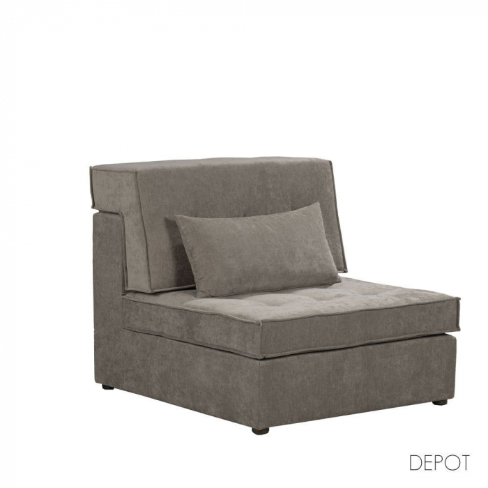Fotoliu modular gri Mexico Puro – imagine frontală cu pernă inclusă și tapițerie textilă [1]