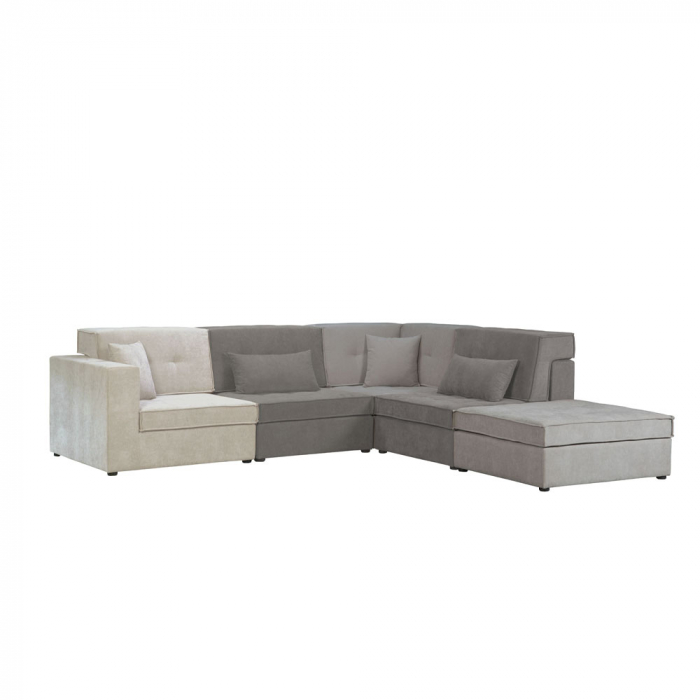 Fotoliu modular gri Mexico Puro – imagine frontală cu pernă inclusă și tapițerie textilă [2]