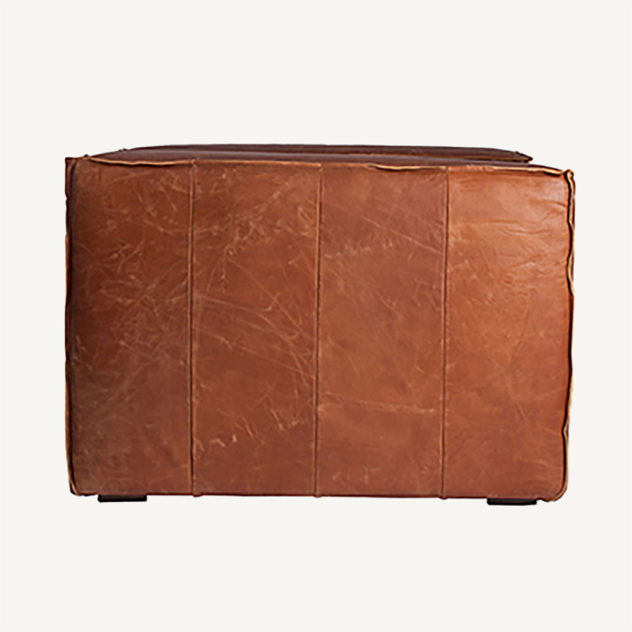 Fotoliu din piele maro cu structură din lemn de brad [10]