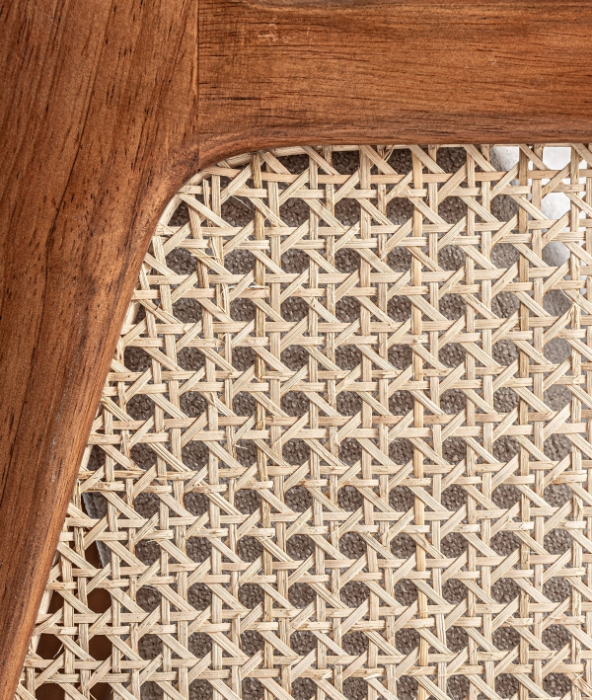 Fotoliu din ratan maro cu sezut tapitat si structura din lemn [8]