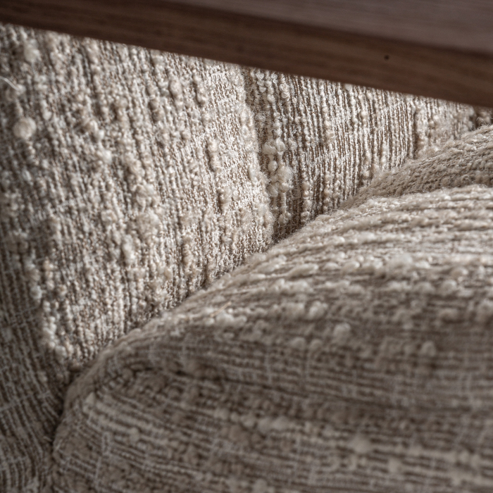 Fotoliu din stofă bej texturată cu lemn și accente metalice [8]