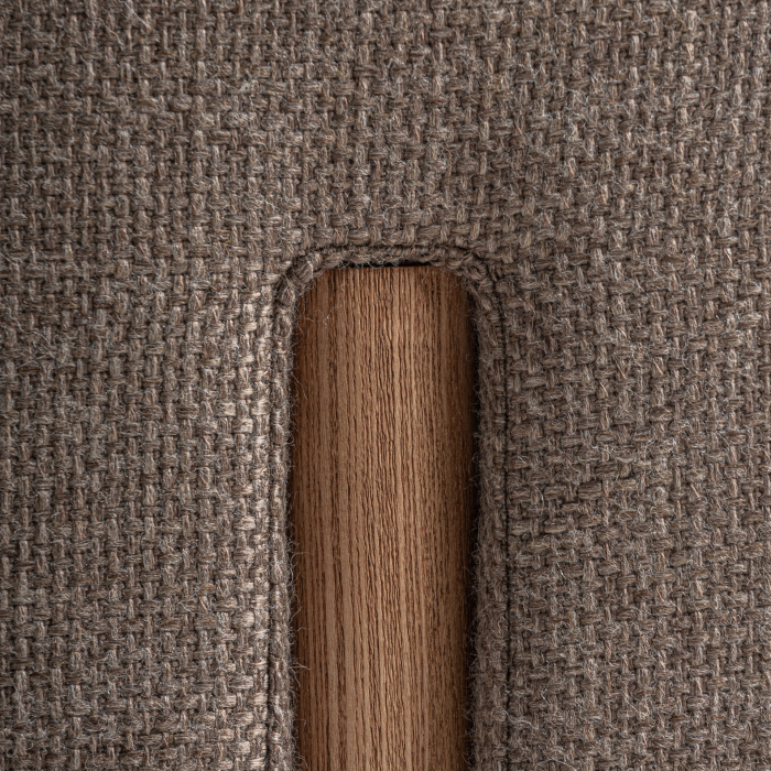 Fotoliu din stofă gri texturată cu structură din lemn [6]