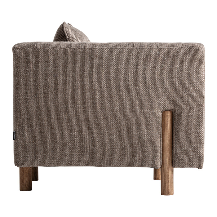 Fotoliu din stofă gri texturată cu structură din lemn [4]