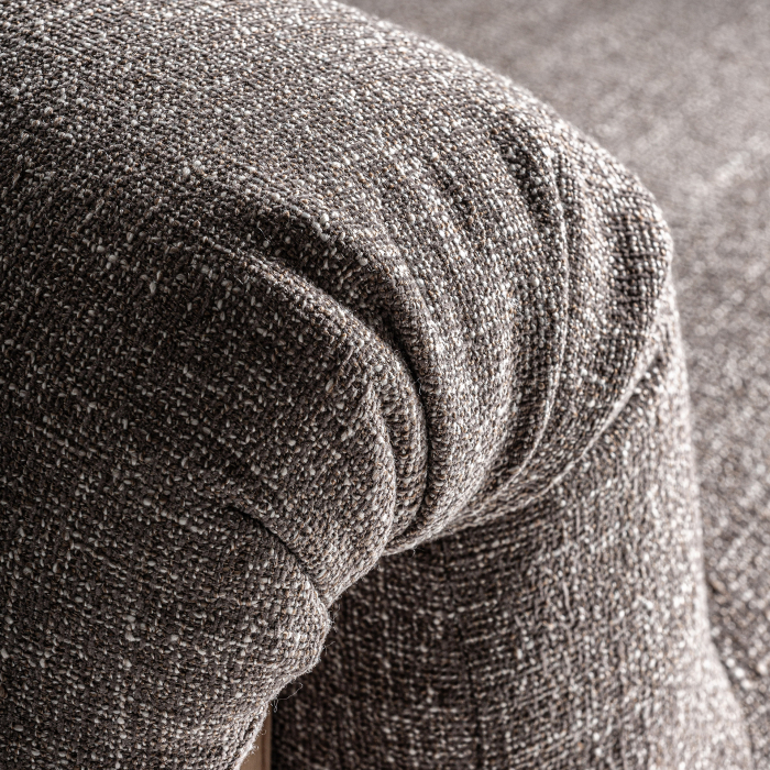 Fotoliu din stofă taupe texturată cu structură din lemn [10]