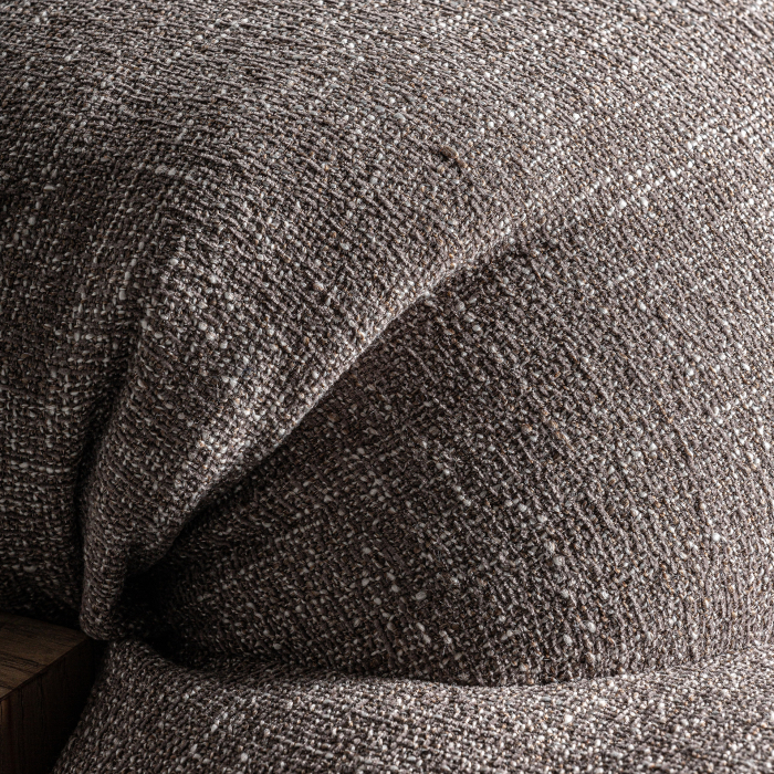 Fotoliu din stofă taupe texturată cu structură din lemn [9]