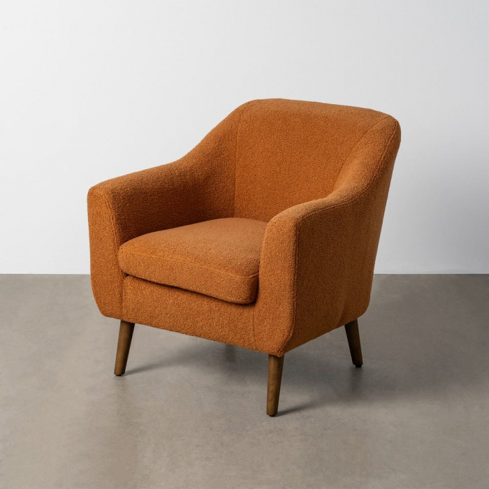 Fotoliu din stofă teracotă cu picioare din lemn design scandinav [2]