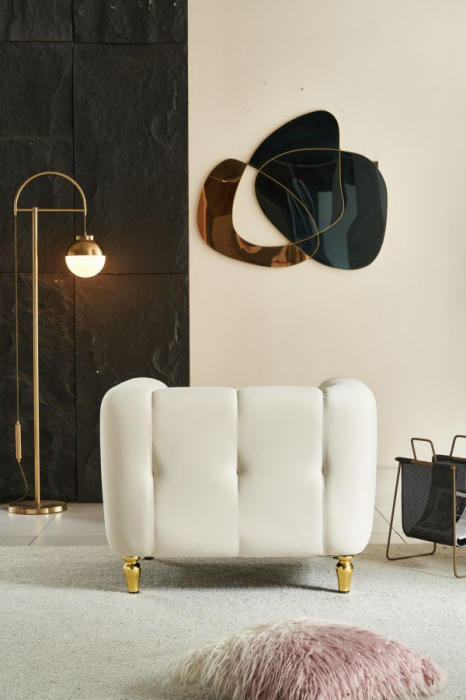 Fotoliu bej elegant stil glamour CreativDeco cu picioare aurii [6]